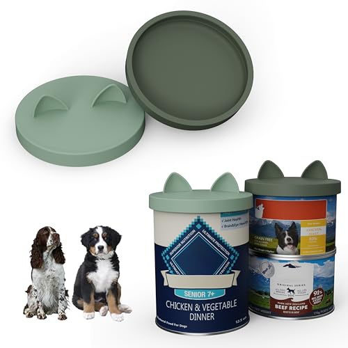 OHMO Dosendeckel Hundefutter, 75mm Silikon Deckel für Dosen für Tierfutter 400g, BPA-frei, Tarngrün&Hellgrün, 2er-Set von OHMO
