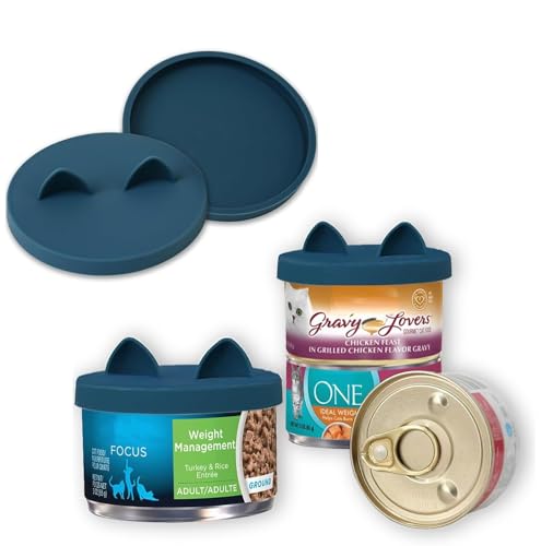 OHMO Dosendeckel Katzenfutter, Silikon Deckel für Dosen für Tierfutter(70-85g), BPA-frei, Dunkelblau, 2er-Set von OHMO