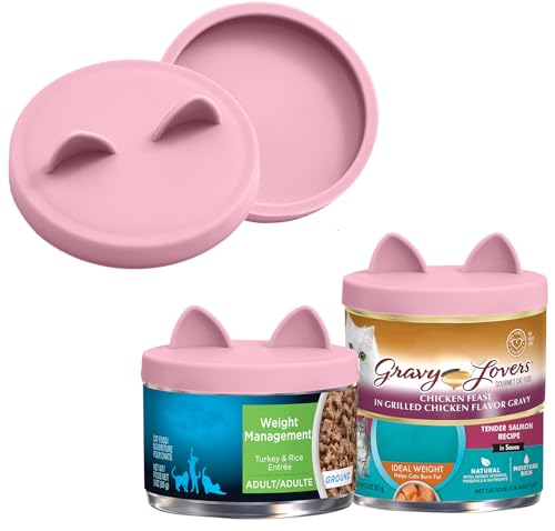 OHMO Dosendeckel Katzenfutter, Silikon Deckel für Dosen für Tierfutter(70-85g), BPA-frei, Zartes Rosa, 2er-Set von OHMO