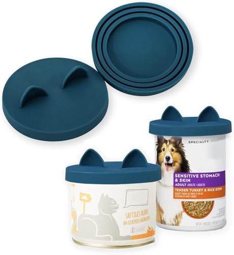 OHMO Dosendeckel Katzenfutter, Universal Silikon Deckel für Dosen für Tierfutter(70g, 85g, 200g, 400g usw.), BPA-frei, Dunkelblau, 2er-Set von OHMO