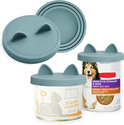 OHMO Dosendeckel Katzenfutter, Universal Silikon Deckel für Dosen für Tierfutter(70g, 85g, 200g, 400g usw.), BPA-frei, Hellblau, 2er-Set von OHMO