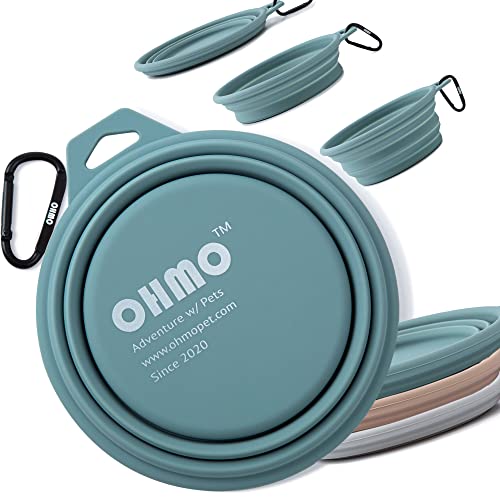 OHMO Faltbarer Hundenapf 800ml für mittelgroße bis große Haustiere, Reisenapf Hund Tragbarer Trinknapf, Wassernapf für Hunde Unterwegs, Extra Dicker (Hellblau) von OHMO