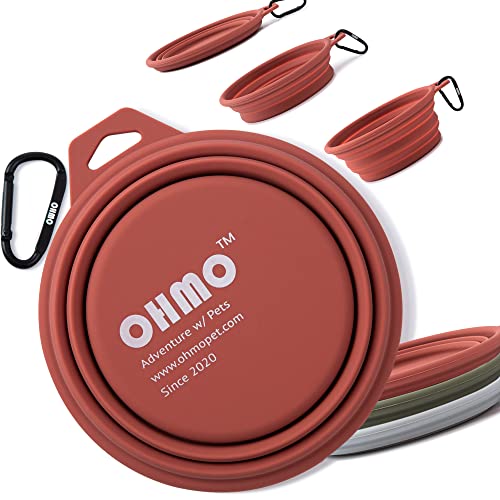 OHMO Faltbarer Hundenapf 800ml für mittelgroße bis große Haustiere, Reisenapf Hunde Tragbarer Trinknapf, Ideal zum Spazierengehen Camping Wandern, Extra Dicker (Erythrinus) von OHMO
