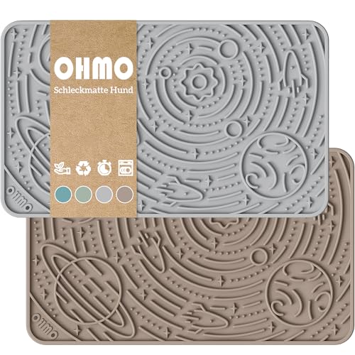 OHMO Schleckmatte Hund, Leckmatte für Welpen Katze 2 Pcs, für Haustier Angst Relief und langsam füttern, Lebensmittelqualität Silikon, Hellgrau & Beige OHMO Schleckmatte Hund, Leckmatte für Welpen Katze 2 Pcs, für Haustier Angst Relief und langsam füttern, Lebensmittelqualität Silikon, Hellgrau & Beige von OHMO