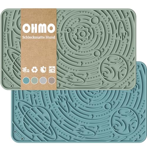 OHMO Schleckmatte Hund, Leckmatte für Welpen Katze 2 Pcs, für Haustier Angst Relief und langsam füttern, Lebensmittelqualität Silikon, Salbeigrün & Hellblau OHMO Schleckmatte Hund, Leckmatte für Welpen Katze 2 Pcs, für Haustier Angst Relief und langsam füttern, Lebensmittelqualität Silikon, Salbeigrün & Hellblau von OHMO
