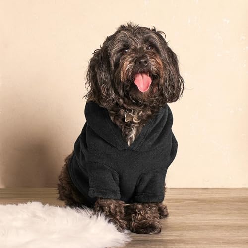 OHS Großer Hundemantel Hoodie Schwarz Flauschige Hundedecke Hoodie Große Größe Ultra Weich Warm Gemütliche Passform für Hunde Kapuzenpullover Hundekleidung von OHS
