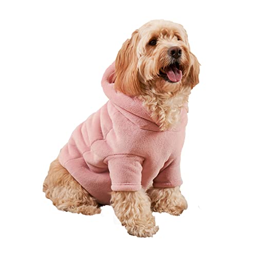OHS Hunde-Kapuzenpullover aus Fleece, mit Sherpa-Futter, wendbar, weich, gemütlich, pflegeleicht, Größe M, Blush Pink von OHS
