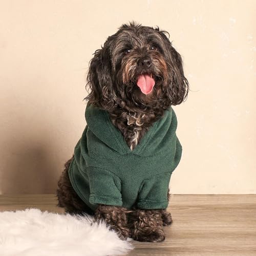 OHS Hundemantel, Kapuzenpullover, Größe L, Waldgrün, Hundedecke, große Kapuze, ultraweich, warm, gemütliche Passform für Hunde von OHS