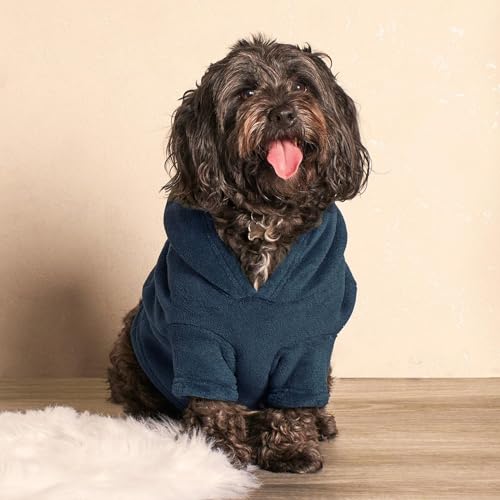 OHS Marineblaue Hunde-Kapuzenpullover – warme, gemütliche Welpenkleidung für kleine Hunde – superweicher Kapuzenpullover von OHS