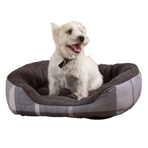 OHS Winsford großes Hundebett, kariert, 4-seitiges Hundekissen für Wohnzimmer, Küche, superweiches Welpenbett, rutschfest, Reisebett, Grau OHS Winsford großes Hundebett, kariert, 4-seitiges Hundekissen für Wohnzimmer, Küche, superweiches Welpenbett, rutschfest, Reisebett, Grau von OHS