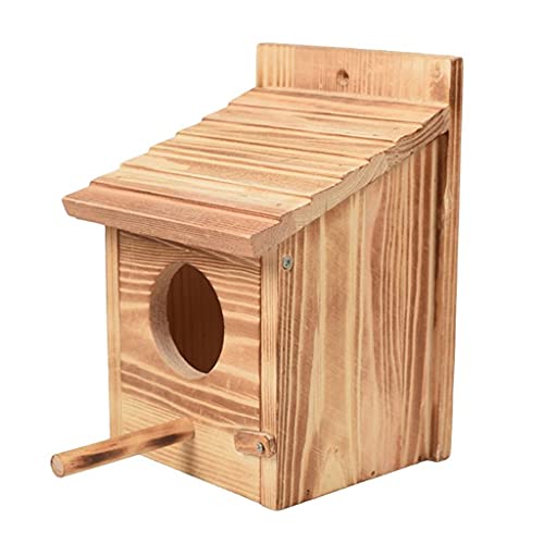 Hölzernes Haustier-Vogelhaus-Futterhäuschen für Papageien, Nistkasten, Käfig, Brutkasten, Nest, Hütte, Spielzeug, Vogelzubehör (Farbe: B) (A) von OHaGin