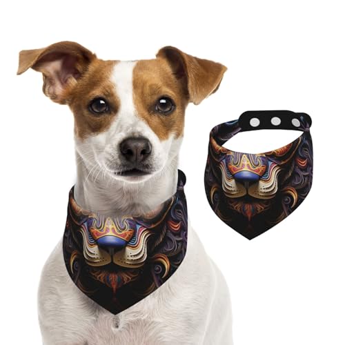 Doppelseitiges Hundehalstuch aus Baumwolle, für Mädchen und Jungen, waschbar, Fantasie, Metall, Löwenkopf, Lätzchen für kleine, mittelgroße und große Hunde, Katzen, Haustiere, groß Doppelseitiges Hundehalstuch aus Baumwolle, für Mädchen und Jungen, waschbar, Fantasie, Metall, Löwenkopf, Lätzchen für kleine, mittelgroße und große Hunde, Katzen, Haustiere, groß von OIBNKCN