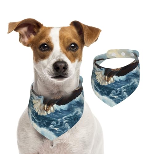 Doppelseitiges Hundehalstuch aus Baumwolle, für Mädchen und Jungen, waschbar, Motiv: Adler, für kleine, mittelgroße und große Hunde, Katzen, Haustiere, groß Doppelseitiges Hundehalstuch aus Baumwolle, für Mädchen und Jungen, waschbar, Motiv: Adler, für kleine, mittelgroße und große Hunde, Katzen, Haustiere, groß von OIBNKCN
