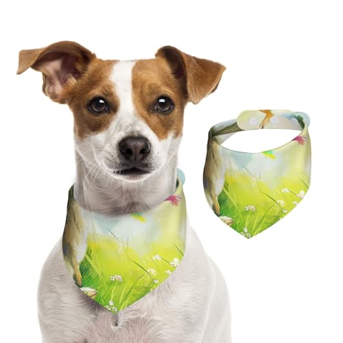 Doppelseitiges Hundehalstuch aus Baumwolle, für Mädchen und Jungen, waschbar, Motiv: Kaninchen, Sehnsucht, Lätzchen für kleine, mittelgroße und große Hunde, Katzen, Haustiere, Größe M von OIBNKCN