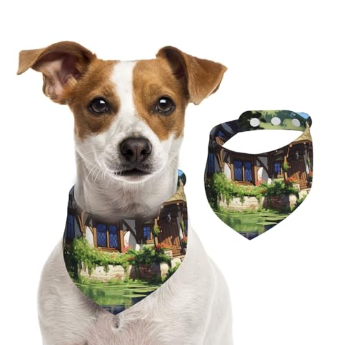Doppelseitiges Hundehalstuch aus Baumwolle, für Mädchen und Jungen, waschbar, Motiv: The Dream Comic House, Lätzchen für kleine, mittelgroße und große Hunde, Katzen, Haustiere, Größe M Doppelseitiges Hundehalstuch aus Baumwolle, für Mädchen und Jungen, waschbar, Motiv: The Dream Comic House, Lätzchen für kleine, mittelgroße und große Hunde, Katzen, Haustiere, Größe M von OIBNKCN