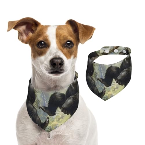 Doppelseitiges Hundehalstuch aus Baumwolle, für Mädchen und Jungen, waschbar, Schimpansen, die im Dschungel spielen, für kleine, mittelgroße und große Hunde, Katzen, Haustiere, Größe L Doppelseitiges Hundehalstuch aus Baumwolle, für Mädchen und Jungen, waschbar, Schimpansen, die im Dschungel spielen, für kleine, mittelgroße und große Hunde, Katzen, Haustiere, Größe L von OIBNKCN