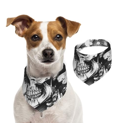Doppelseitiges Hundehalstuch aus Baumwolle, für Mädchen und Jungen, waschbar, Schwarz und Weiß, Totenkopf-Motiv, Lätzchen für kleine, mittelgroße und große Hunde, Katzen, Haustiere, Größe M Doppelseitiges Hundehalstuch aus Baumwolle, für Mädchen und Jungen, waschbar, Schwarz und Weiß, Totenkopf-Motiv, Lätzchen für kleine, mittelgroße und große Hunde, Katzen, Haustiere, Größe M von OIBNKCN