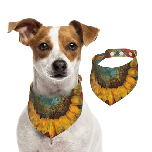 Doppelseitiges Hundehalstuch aus Baumwolle, für Mädchen und Jungen, waschbar, Sonnenblumen-Elemente, für kleine, mittelgroße und große Hunde, Katzen, Haustiere, klein von OIBNKCN