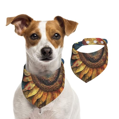 Doppelseitiges Hundehalstuch aus Baumwolle, für Mädchen und Jungen, waschbar, Sonnenblumen-Motiv, Lätzchen für kleine, mittelgroße und große Hunde, Katzen, Haustiere, Größe M Doppelseitiges Hundehalstuch aus Baumwolle, für Mädchen und Jungen, waschbar, Sonnenblumen-Motiv, Lätzchen für kleine, mittelgroße und große Hunde, Katzen, Haustiere, Größe M von OIBNKCN
