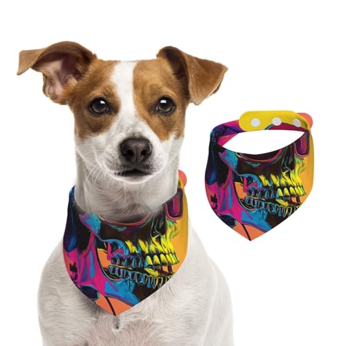 Doppelseitiges Hundehalstuch aus Baumwolle, für Mädchen und Jungen, waschbar, abstrakt, farbig, Totenkopf-Motiv, Lätzchen für kleine, mittelgroße und große Hunde, Katzen, Haustiere, Größe L Doppelseitiges Hundehalstuch aus Baumwolle, für Mädchen und Jungen, waschbar, abstrakt, farbig, Totenkopf-Motiv, Lätzchen für kleine, mittelgroße und große Hunde, Katzen, Haustiere, Größe L von OIBNKCN