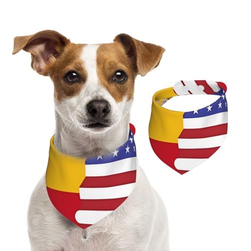Doppelseitiges Hundehalstuch aus Baumwolle, für Mädchen und Jungen, waschbar, amerikanische Spanien-Flagge, für kleine, mittelgroße und große Hunde, Katzen, Haustiere, klein Doppelseitiges Hundehalstuch aus Baumwolle, für Mädchen und Jungen, waschbar, amerikanische Spanien-Flagge, für kleine, mittelgroße und große Hunde, Katzen, Haustiere, klein von OIBNKCN