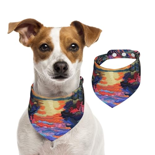 Doppelseitiges Hundehalstuch aus Baumwolle, für Mädchen und Jungen, waschbar, brillante Landschaftsmalerei, Hundehalstuch, Lätzchen für kleine, mittelgroße und große Hunde, Katzen, Haustiere, klein Doppelseitiges Hundehalstuch aus Baumwolle, für Mädchen und Jungen, waschbar, brillante Landschaftsmalerei, Hundehalstuch, Lätzchen für kleine, mittelgroße und große Hunde, Katzen, Haustiere, klein von OIBNKCN