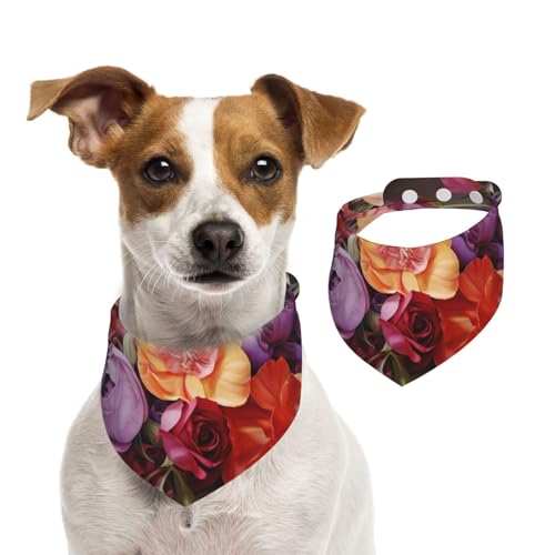 Doppelseitiges Hundehalstuch aus Baumwolle, für Mädchen und Jungen, waschbar, charmanter und edler Blumenstrauß, für kleine, mittelgroße und große Hunde, Katzen, Haustiere, klein von OIBNKCN