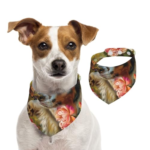 Doppelseitiges Hundehalstuch aus Baumwolle, für Mädchen und Jungen, waschbar, freundlich, Border Collie, für kleine, mittelgroße und große Hunde, Katzen, Haustiere, Größe S von OIBNKCN