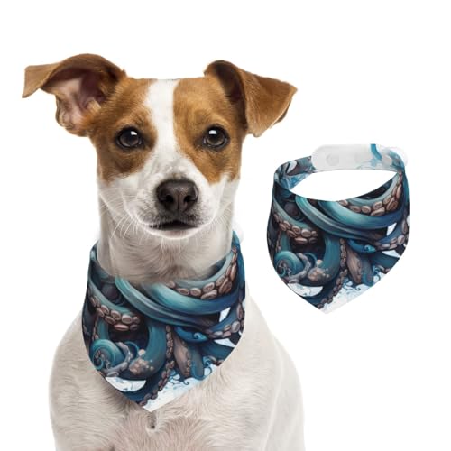 Doppelseitiges Hundehalstuch aus Baumwolle, für Mädchen und Jungen, waschbar, geheimnisvolle blaue Oktopus-Hunde-Schal, Lätzchen für kleine, mittelgroße und große Hunde, Katzen, Haustiere, klein Doppelseitiges Hundehalstuch aus Baumwolle, für Mädchen und Jungen, waschbar, geheimnisvolle blaue Oktopus-Hunde-Schal, Lätzchen für kleine, mittelgroße und große Hunde, Katzen, Haustiere, klein von OIBNKCN