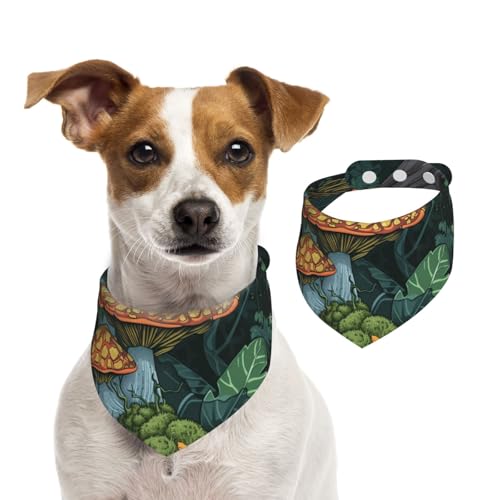 Doppelseitiges Hundehalstuch aus Baumwolle, für Mädchen und Jungen, waschbar, geheimnisvoller Pilz, Dschungel, für kleine, mittelgroße und große Hunde, Katzen, Haustiere, klein Doppelseitiges Hundehalstuch aus Baumwolle, für Mädchen und Jungen, waschbar, geheimnisvoller Pilz, Dschungel, für kleine, mittelgroße und große Hunde, Katzen, Haustiere, klein von OIBNKCN
