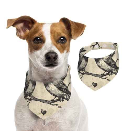 Doppelseitiges Hundehalstuch aus Baumwolle, für Mädchen und Jungen, waschbar, mit Vogel-Silhouette, für kleine, mittelgroße und große Hunde, Katzen, Haustiere, Größe M Doppelseitiges Hundehalstuch aus Baumwolle, für Mädchen und Jungen, waschbar, mit Vogel-Silhouette, für kleine, mittelgroße und große Hunde, Katzen, Haustiere, Größe M von OIBNKCN