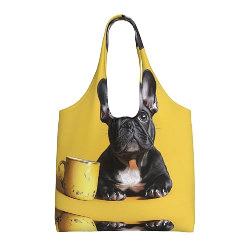 OIBNKCN A Little Dog Handtasche, leicht, mittelgroß, wiederverwendbar, Canvas-Tragetasche, Schwarz, Einheitsgröße, Schwarz, Einheitsgröße OIBNKCN A Little Dog Handtasche, leicht, mittelgroß, wiederverwendbar, Canvas-Tragetasche, Schwarz, Einheitsgröße, Schwarz, Einheitsgröße von OIBNKCN