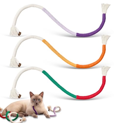 OIHCAZ Natürliches Katzenminze-Spielzeug für Katzen, 3 Stück, Kätzchen, Beißseil, interaktives Katzen-Kauspielzeug für Indoor-Katzen, Zahnreinigung, Stressabbau OIHCAZ Natürliches Katzenminze-Spielzeug für Katzen, 3 Stück, Kätzchen, Beißseil, interaktives Katzen-Kauspielzeug für Indoor-Katzen, Zahnreinigung, Stressabbau von OIHCAZ