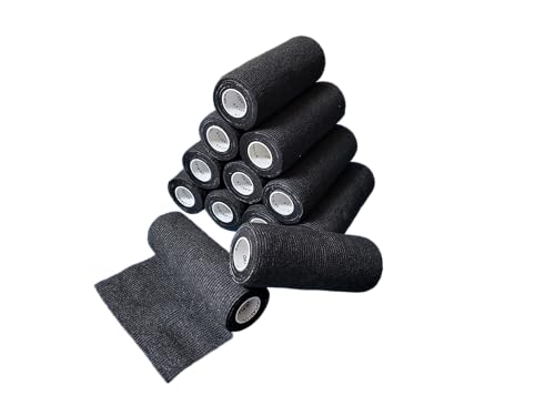 OK-plast Bandagen, Selbsthaftend (15 cm Breit × 4,5 Meter) Wasserfest | Klebt Nicht am Fell (Schwarz, 12 Rollen) von OK-plast Austria Pflaster und Fingerverband ohne Klebstoff www.ok-plast.at