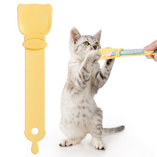 OKAMMY Katzen-Leckerli-Quetschlöffelspender – Multifunktionaler leckbarer Nasskatzen-Leckerli-Spender für Katze, Flüssigkeitssnack, Katzenfütterung, Futteraufbewahrung und einfaches Aufhängen von von OKAMMY