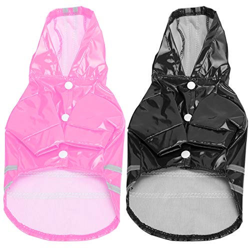 OKAT Haustier-Regenponcho, 2 Stück atmungsaktive, Bequeme Regenjacke, leicht für mittelgroße Hunde für Welpen(Black+pink, M) von OKAT