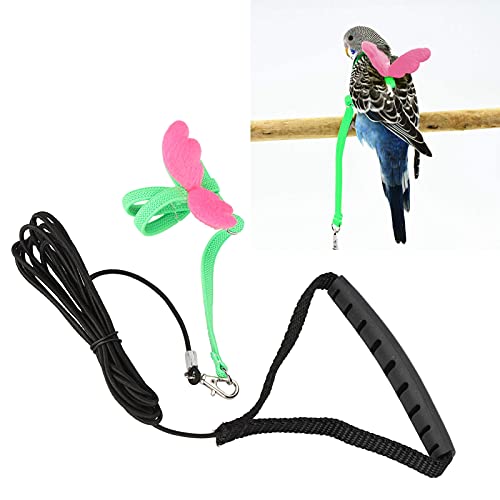 OKAT Vogelgeschirr-Leine, Starkes und langlebiges elastisches Nylon-Gurtband, verstellbares Vogelgeschirr für das Flugtraining von Haustiervögeln(Green, S) von OKAT