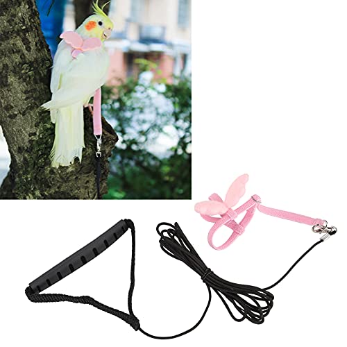 OKAT Vogelgeschirr-Leine, Starkes und langlebiges elastisches Nylon-Gurtband, verstellbares Vogelgeschirr für das Flugtraining von Haustiervögeln(pink, S) von OKAT