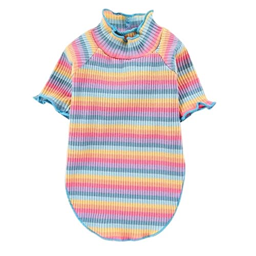 Haustier-Hundekleidung Regenbogenstreifen Welpenweste T-Shirt niedlicher Pyjama Winter warme Haustierkleidung Hundekleidung Bottoming Shirt Katze Kleidung - 1, S von OKGD