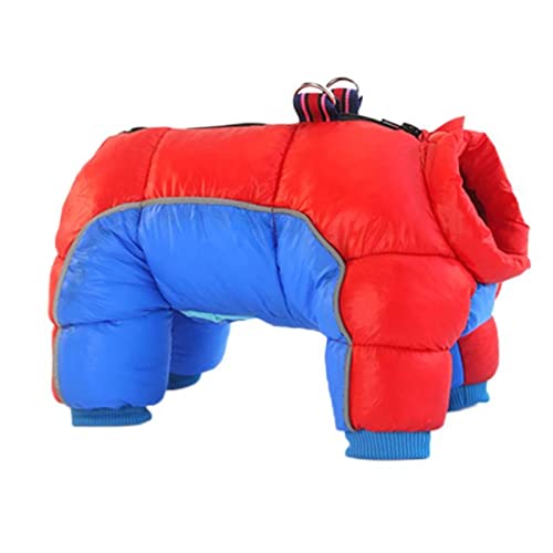 Hundekleidung Winter Warm Dicker Welpen Einteiler Kleine Mittel Hundemantel Wasserdicht Französische Bulldogge Chihuahua Haustier Kleidung - Rot Blau, L von OKGD