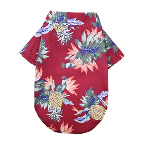 Sommer Haustier bedruckte Kleidung Hund Blumen Strandhemd Mantel Hundemantel Kleidung Katze Frühling T-Shirt Hawaii-Kleidung Set-D, 4XL von OKGD