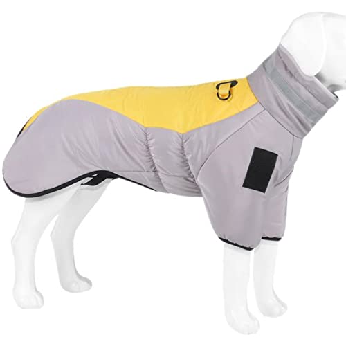 Winter-Haustier-Hundekleidung, warm, dick, groß, wasserdicht, Baumwolle, kleine, mittelgroße Hundekleidung, Labrador, französische Bulldogge, Gelb, 5XL von OKGD