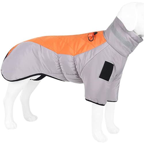 Winter-Haustier-Hundekleidung, warm, dick, groß, wasserdicht, Baumwolle, kleine, mittelgroße Hundekleidung, Labrador, französische Bulldogge, Orange, 5XL von OKGD