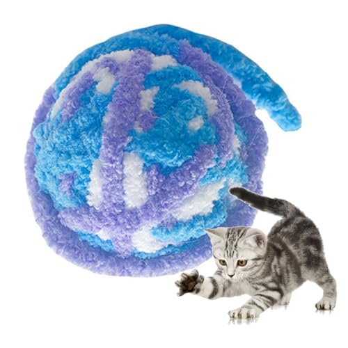 Katzengarn-Ballspielzeug, lustiger interaktiver Haustier-Kratzball, Wollgarn-Katzenballspielzeug mit Glocke für Katzen, Kätzchen, Indoor-Outdoor-Training, Spielen von Kauspielzeug (Colorful (Blue)) von OKJHFD