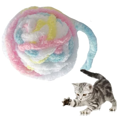 Katzengarn-Ballspielzeug, lustiger interaktiver Haustier-Kratzball, Wollgarn-Katzenballspielzeug mit Glocke für Katzen, Kätzchen, Indoor-Outdoor-Training, Spielen von Kauspielzeug (Colorful (White)) von OKJHFD