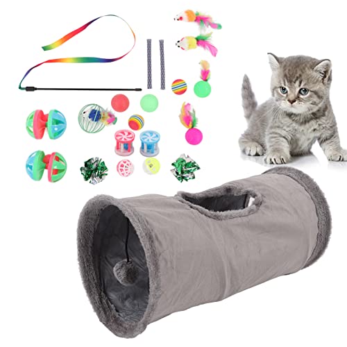 OKJHFD 21-teiliges interaktives Katzenspielzeug für den Innenbereich, Bunte Bälle, Katzenstäbe, Glöckchen, Katzenspielzeug-Sortiment, einschließlich Tunnel, Teaser-Zauberstab, Golf mit OKJHFD 21-teiliges interaktives Katzenspielzeug für den Innenbereich, Bunte Bälle, Katzenstäbe, Glöckchen, Katzenspielzeug-Sortiment, einschließlich Tunnel, Teaser-Zauberstab, Golf mit von OKJHFD