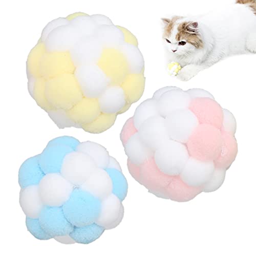 OKJHFD 3 Bunte Katzenbälle, handgefertigter Plüsch-Hüpfball, interaktiver Glockenball für Katzen, Kratzspielzeugbälle für Katzen, Kätzchen, drinnen und draußen, Spielen, Kauen, Kratzen, OKJHFD 3 Bunte Katzenbälle, handgefertigter Plüsch-Hüpfball, interaktiver Glockenball für Katzen, Kratzspielzeugbälle für Katzen, Kätzchen, drinnen und draußen, Spielen, Kauen, Kratzen, von OKJHFD