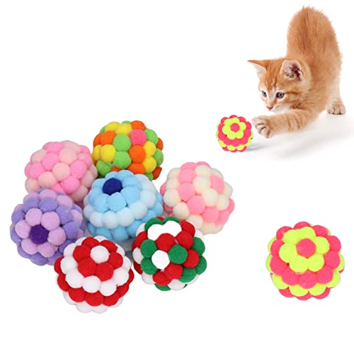 OKJHFD 8 Stück Katzenspielzeug, Pompom-Bälle mit Glöckchen, interaktives Jagd-Kauspielzeug, weicher Pompon-elastischer Ball für Katzen, Kätzchen, drinnen und draußen, Spielen, Kauen, OKJHFD 8 Stück Katzenspielzeug, Pompom-Bälle mit Glöckchen, interaktives Jagd-Kauspielzeug, weicher Pompon-elastischer Ball für Katzen, Kätzchen, drinnen und draußen, Spielen, Kauen, von OKJHFD