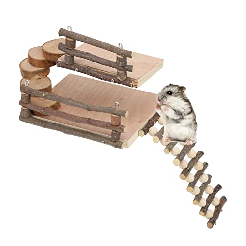 OKJHFD Hölzerner Hamster-Spielplatz, Spielset für kleine Haustiere mit Kletterleiter, Hamster-Aktivitäts-Kletterplattform, Fitness-Übungsspielzeug für Papageien, Hasen, Hamster, OKJHFD Hölzerner Hamster-Spielplatz, Spielset für kleine Haustiere mit Kletterleiter, Hamster-Aktivitäts-Kletterplattform, Fitness-Übungsspielzeug für Papageien, Hasen, Hamster, von OKJHFD