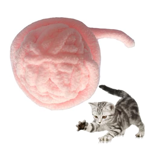 OKJHFD Katzengarn-Ballspielzeug, lustiger interaktiver Haustier-Kratzball, Wollgarn-Katzenballspielzeug mit Glocke für Katzen, Kätzchen, Indoor-Outdoor-Training, Spielen von Kauspielzeug (Pink) von OKJHFD